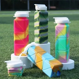 21 oz Collapsible Water Bottle with Straw Lid