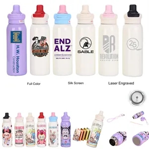 22 oz LABUBU Cartoon Insulated Dual-Drink Bottle with Straw