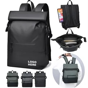 Custom Stylish School Daypack Rolltop Waterproof Backpack