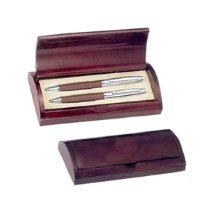 Executive Brown Leather Ball Pen and Roller Set