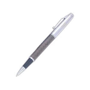 Gunmetal or Silver Roller Ball Pen with Checkered Barrel