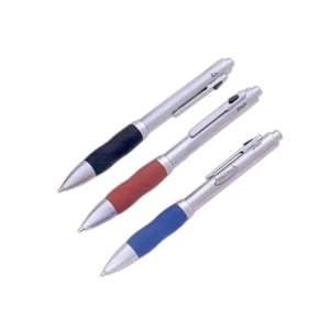 4-In-1 Dual Ball Pen, Stylus, and Pencil with Colored Grip