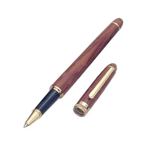 Wooden Roller Ball Pen in Rosewood Finish with Gold Accents