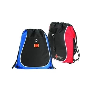 Solid Drawstring Backpack w/ Slip Pocket & Headphone Access